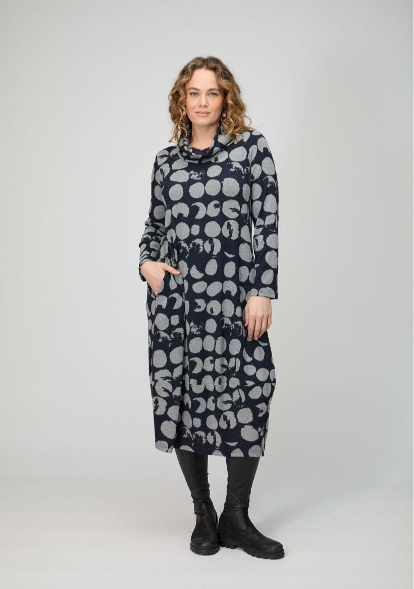 Spot Jersey Dress - Night/Dove