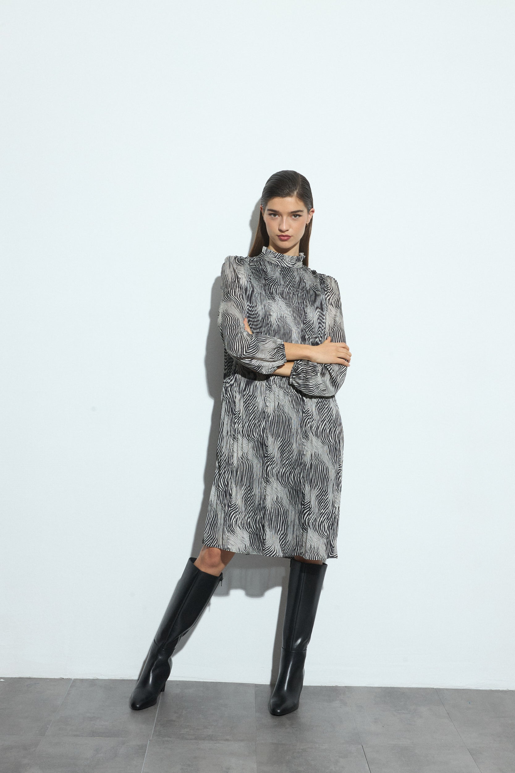 Levana Zebra Print Dress - Black/White