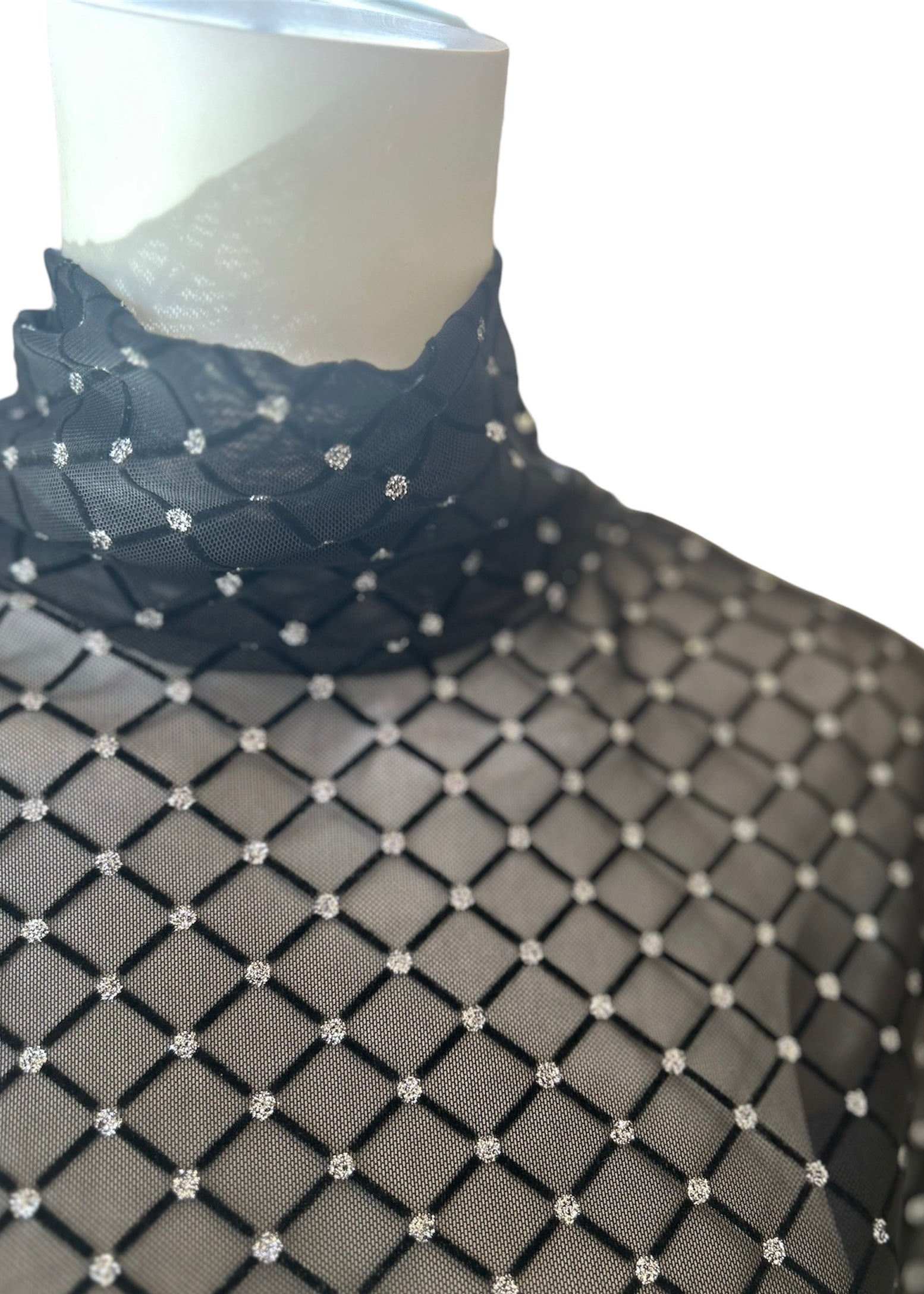 Mesh Top with Diamantes - Black