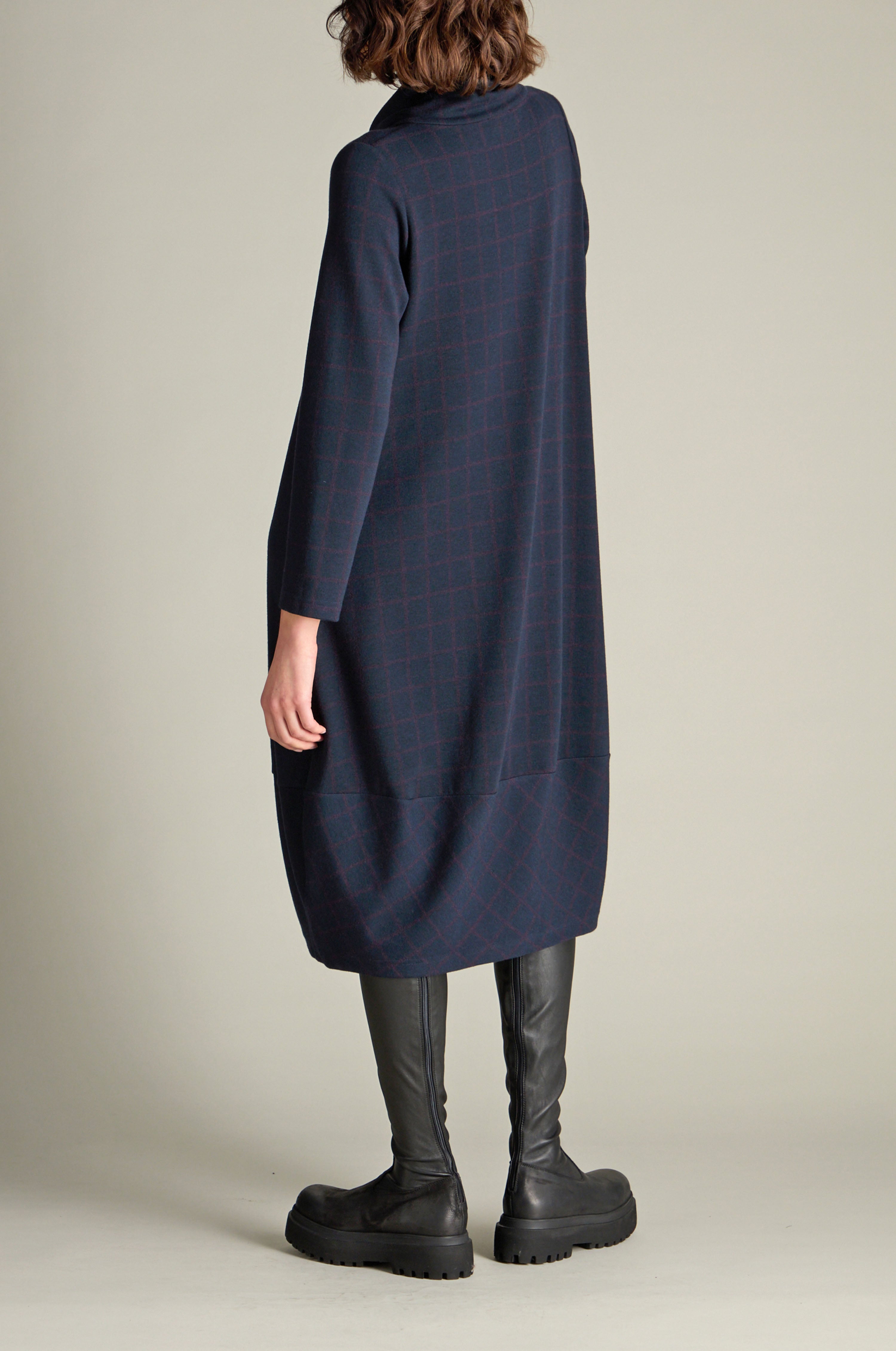 Check Zip Dress - Night/Plum