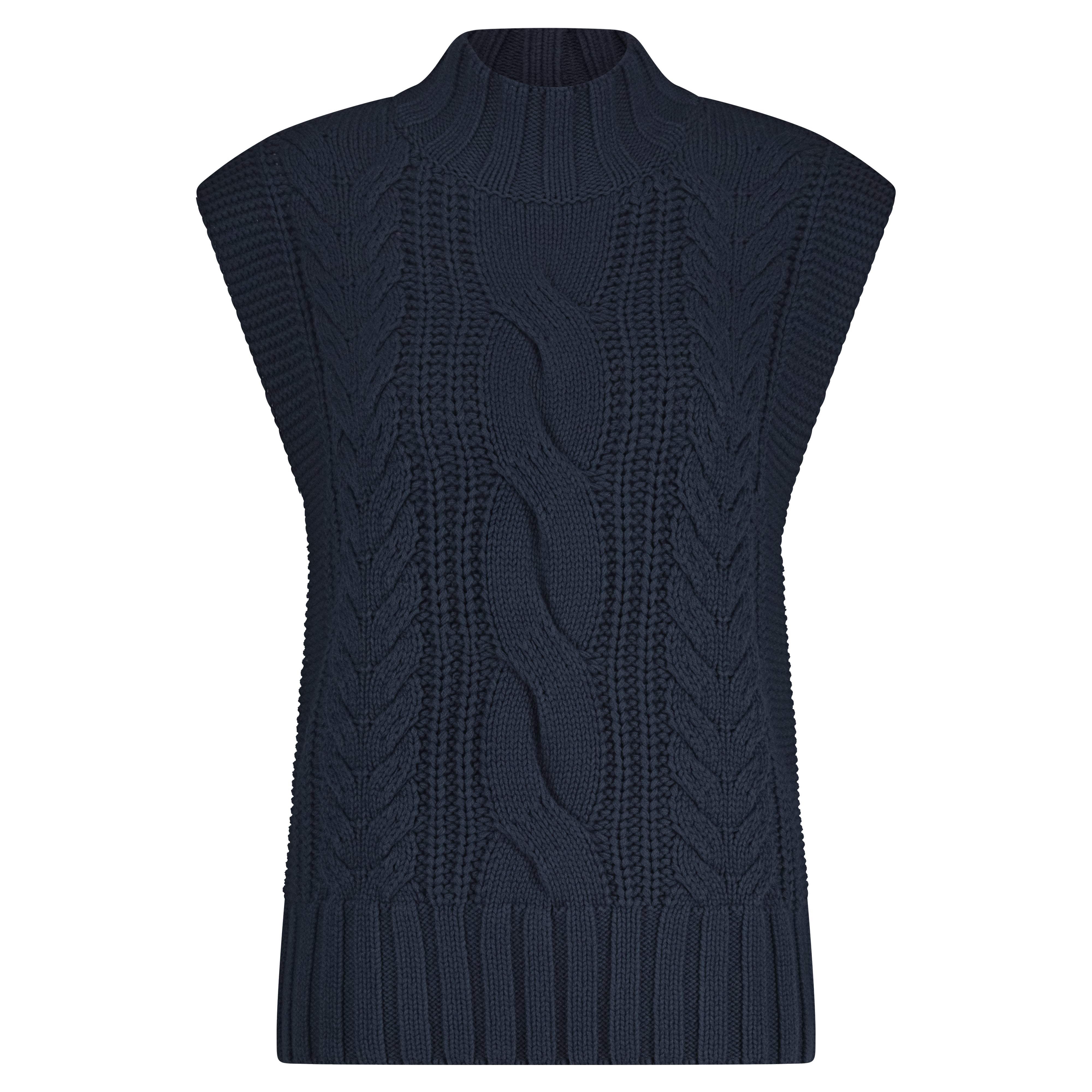 Sleeveless Cable Knit Jumper - Navy