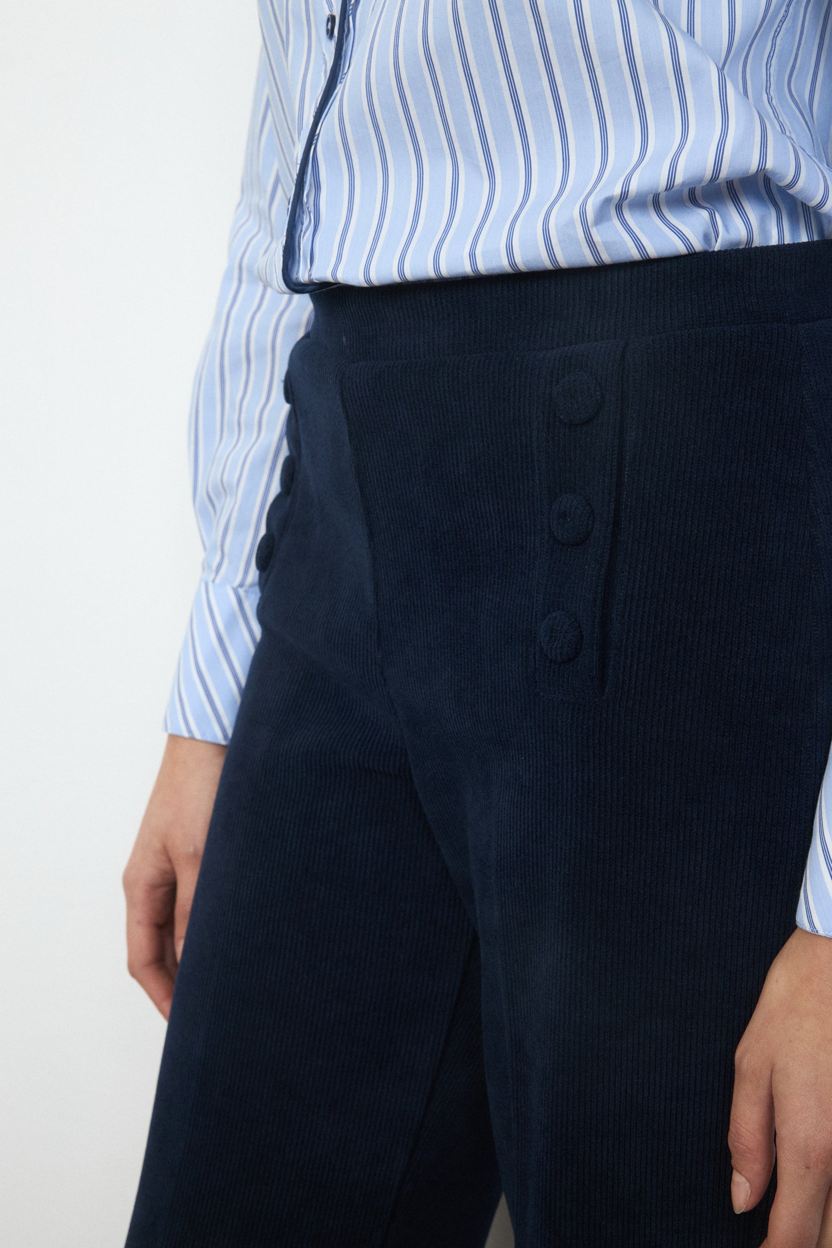 Yoselin Cord Trousers - Navy Blue