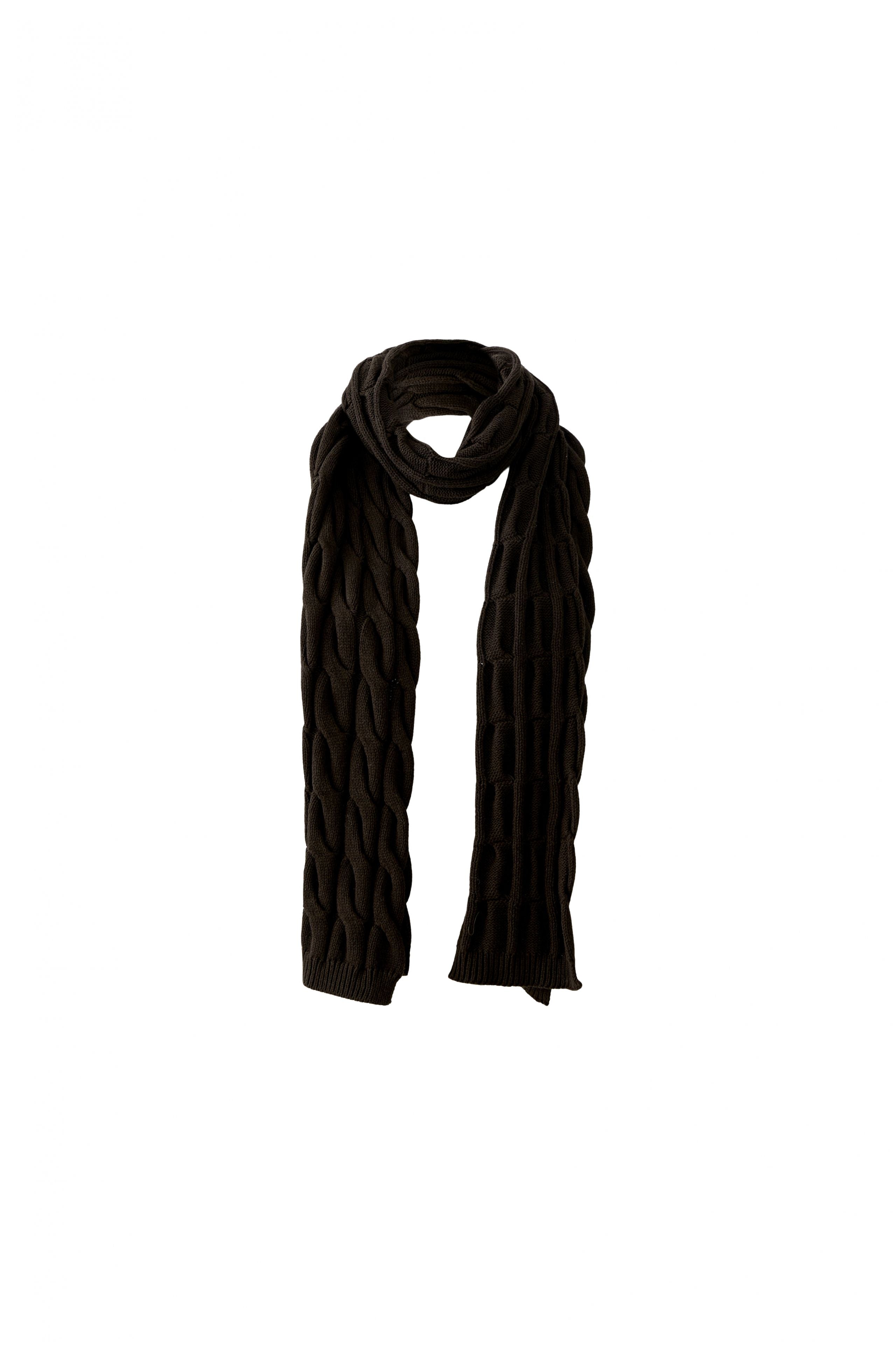 Oversized Cable Knit Scarf - Chocolate