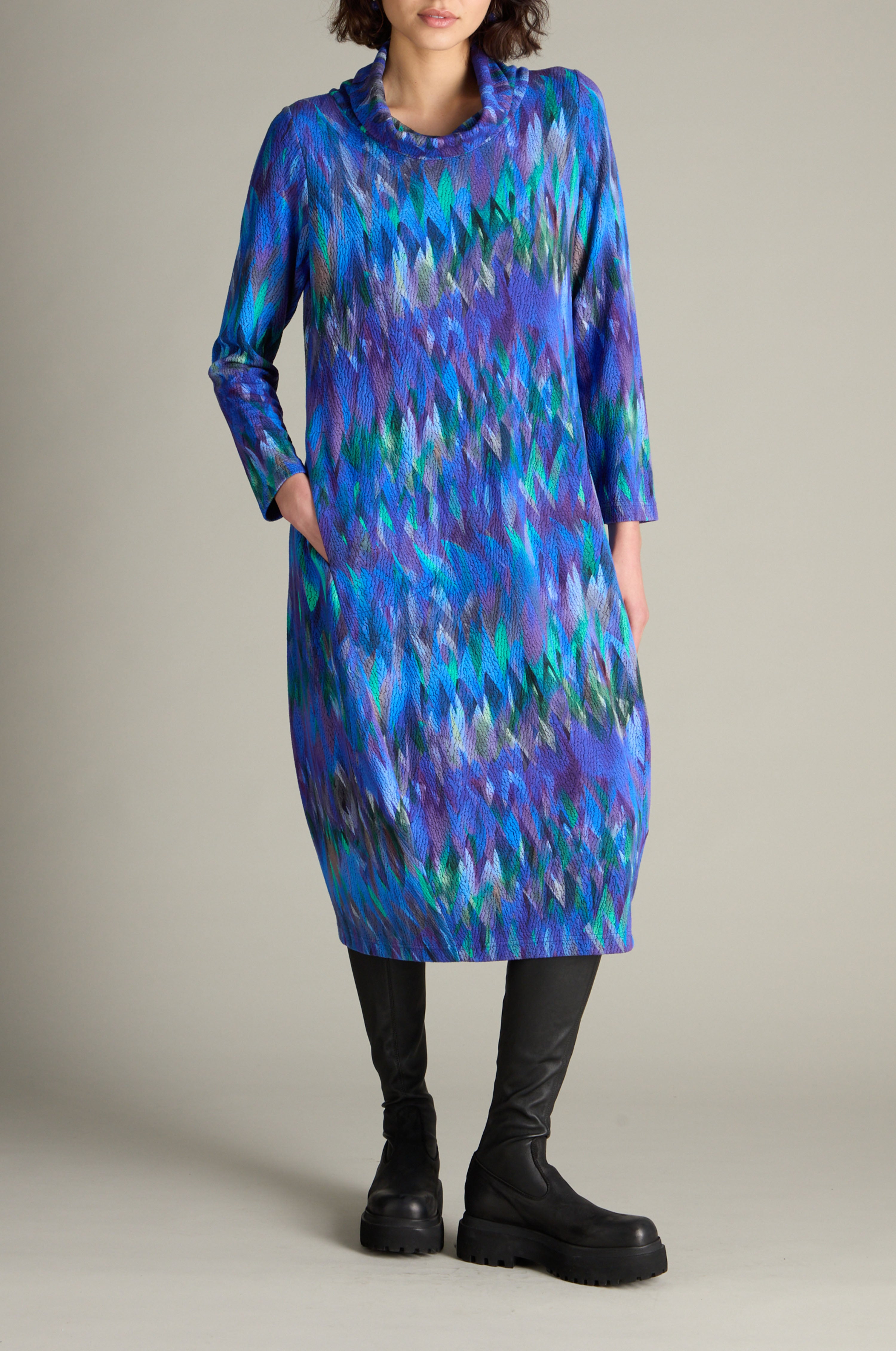 Feather Jersey Dress - Multi