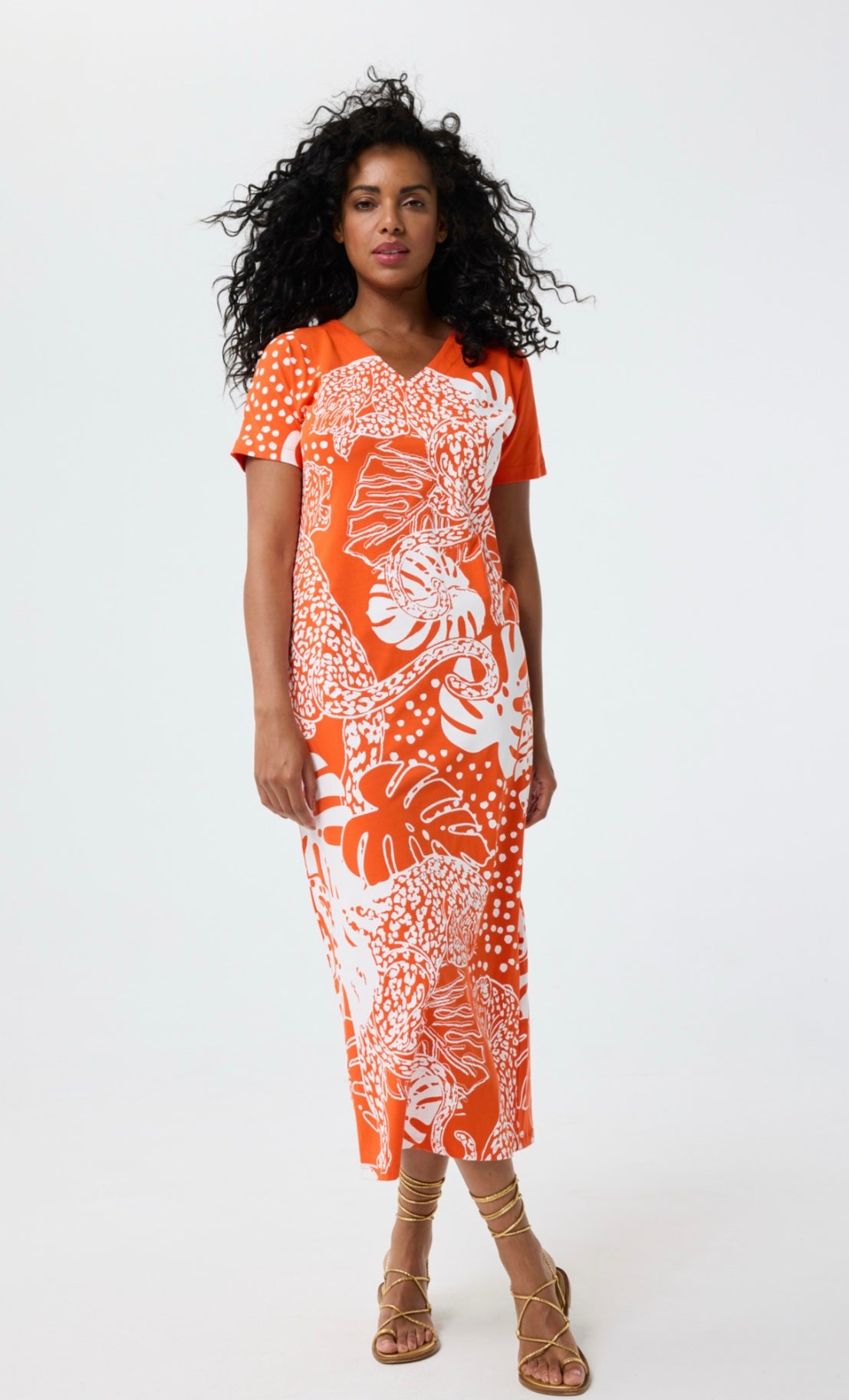 Leopard Jersey Dress - Orange