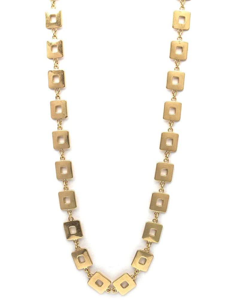 Long Square Necklace in Gold