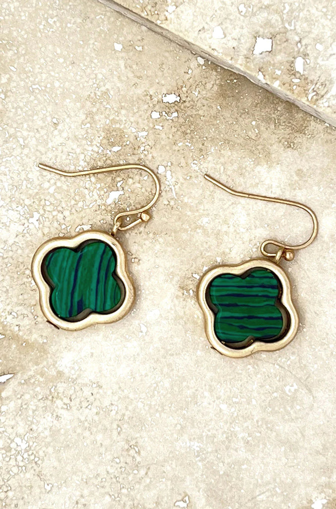 Clover Earrings in Gold and Green