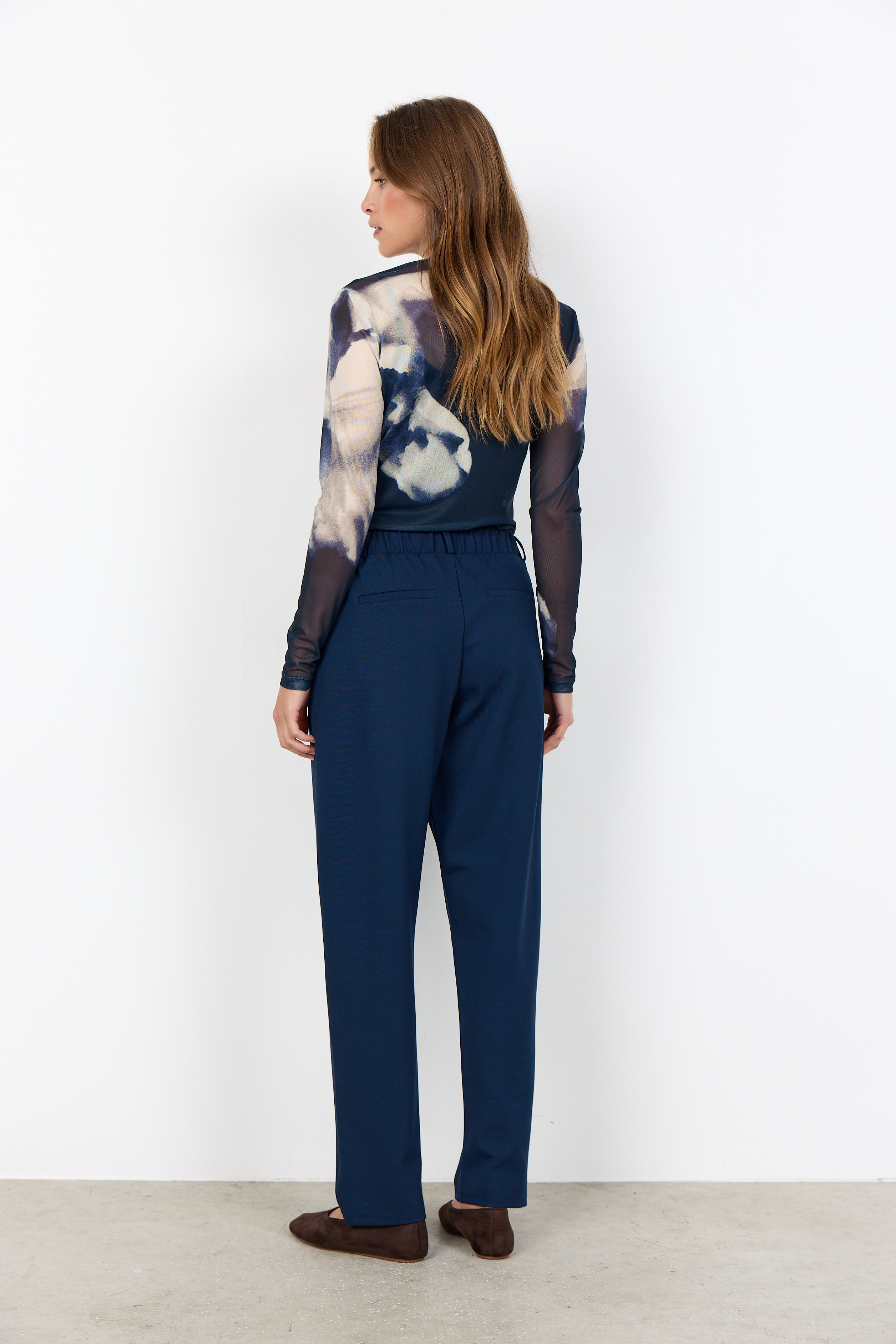 Alda Tulle Floral Top - Navy