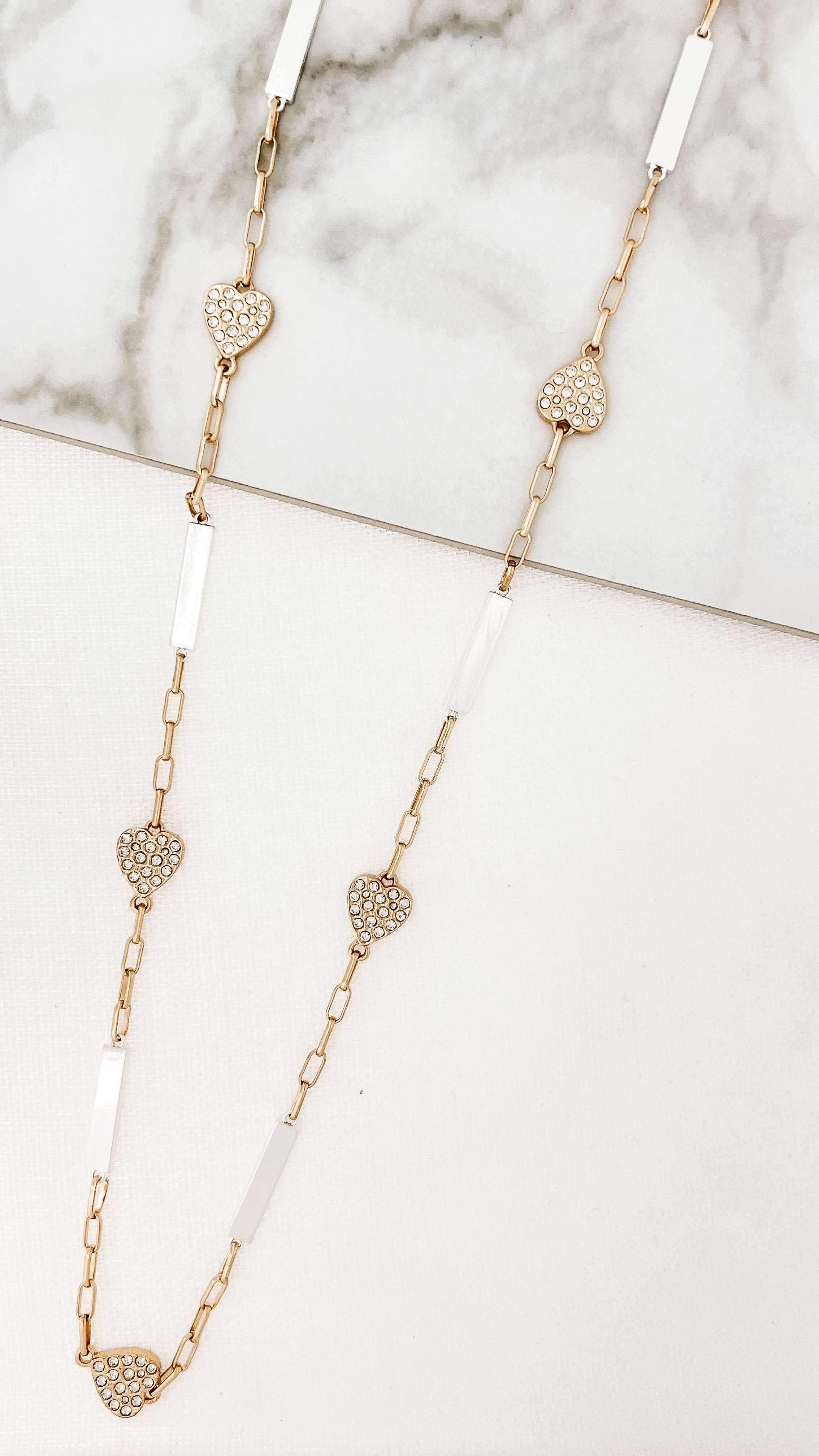 Diamante Heart Necklace in Gold