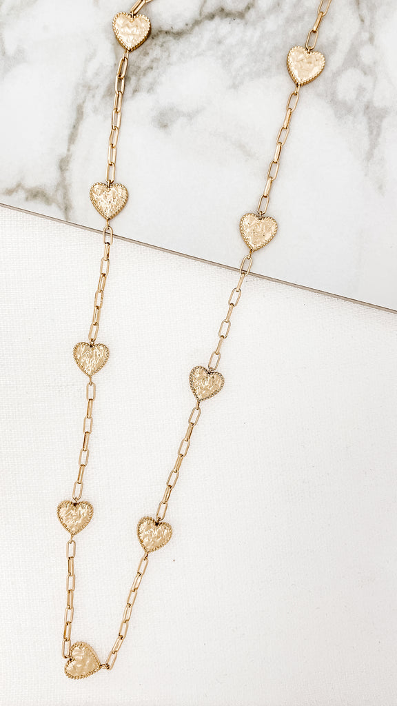 Battered Heart Necklace in Gold