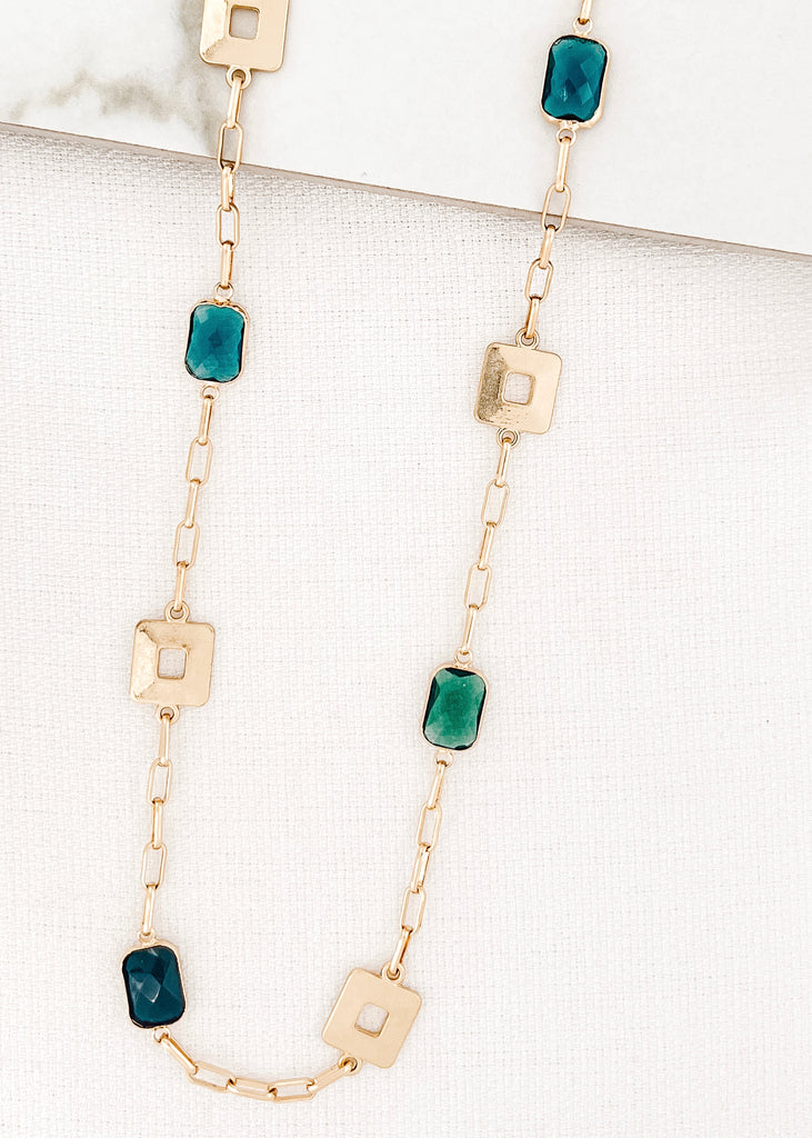 Chain with Squares in Gold/Blue