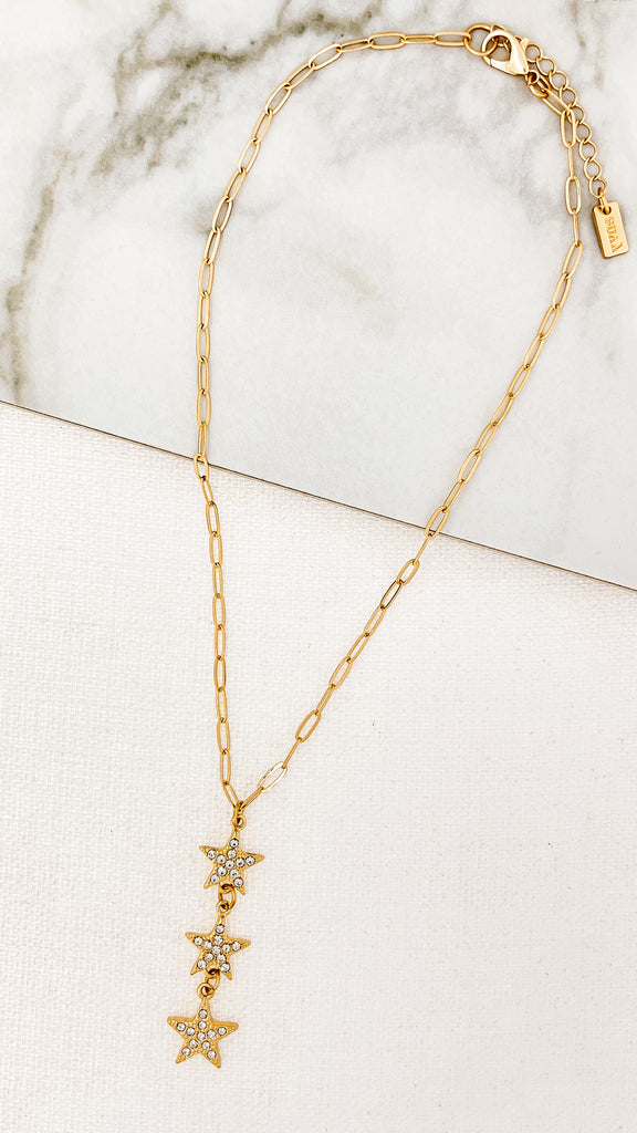 Diamante Star Necklace in Gold
