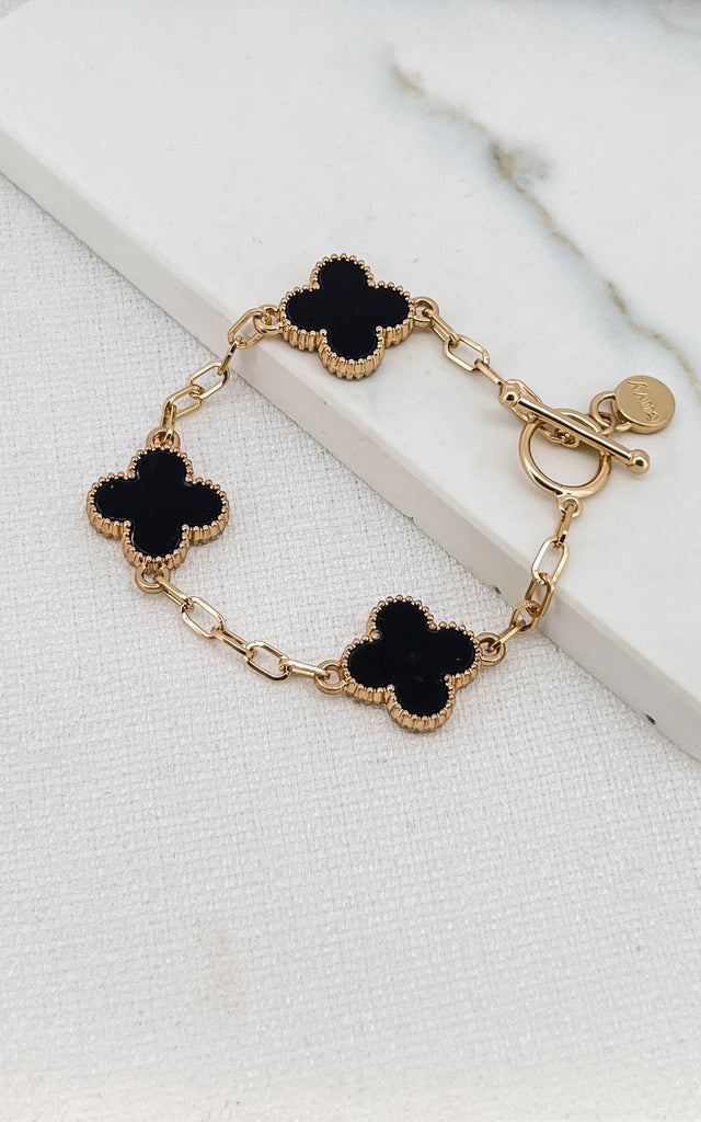 Clover Bracelet in Black/Gold