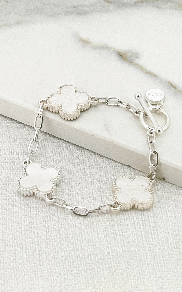 Clover Bracelet in White/Silver