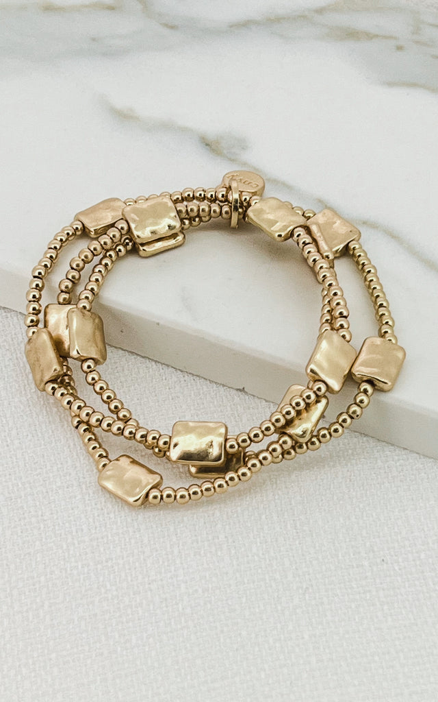 Square Charm Bracelet in Gold