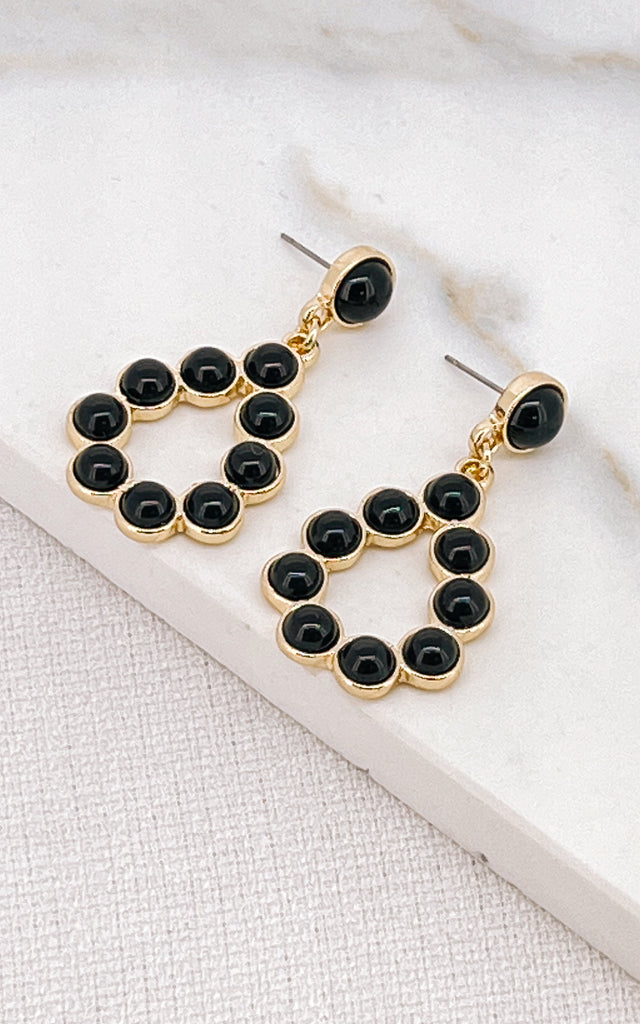 Teardrop Earrings in Black/Gold