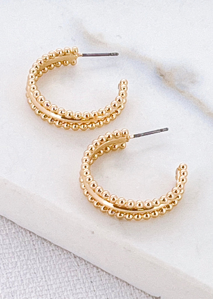 Beaded Hoop in Earrings in Gold