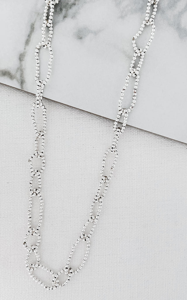 Beaded Chain Necklace in Silver