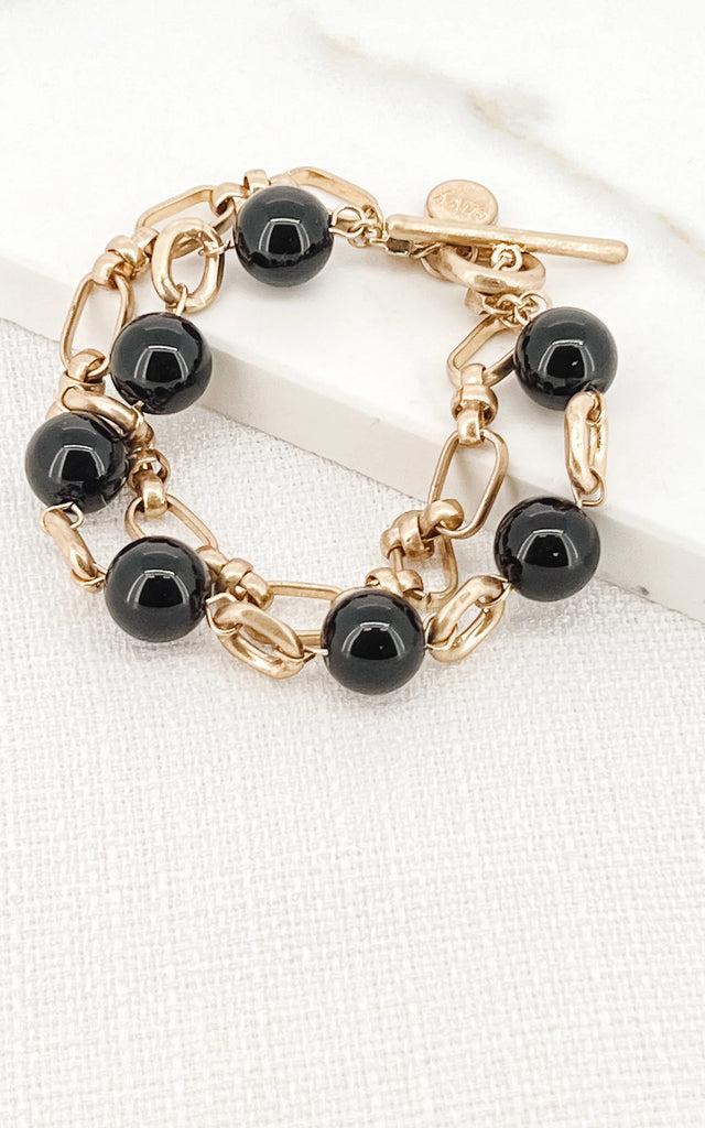 Pearl Bracelet in Gold and Black