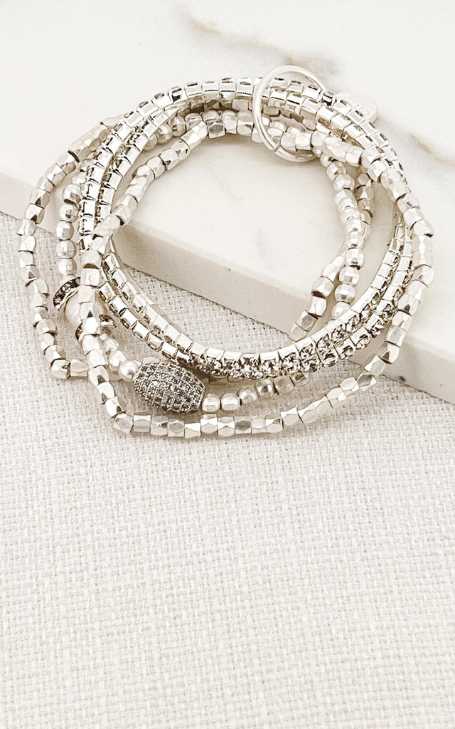 Layered Chain Bracelet in Silver