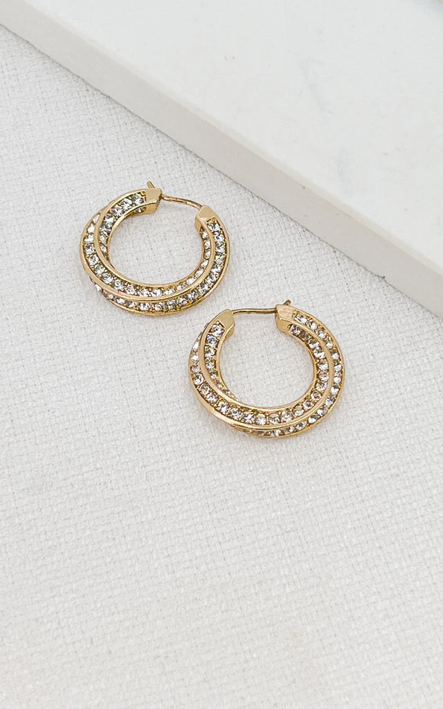 Spiral Hoops in Gold and Diamante