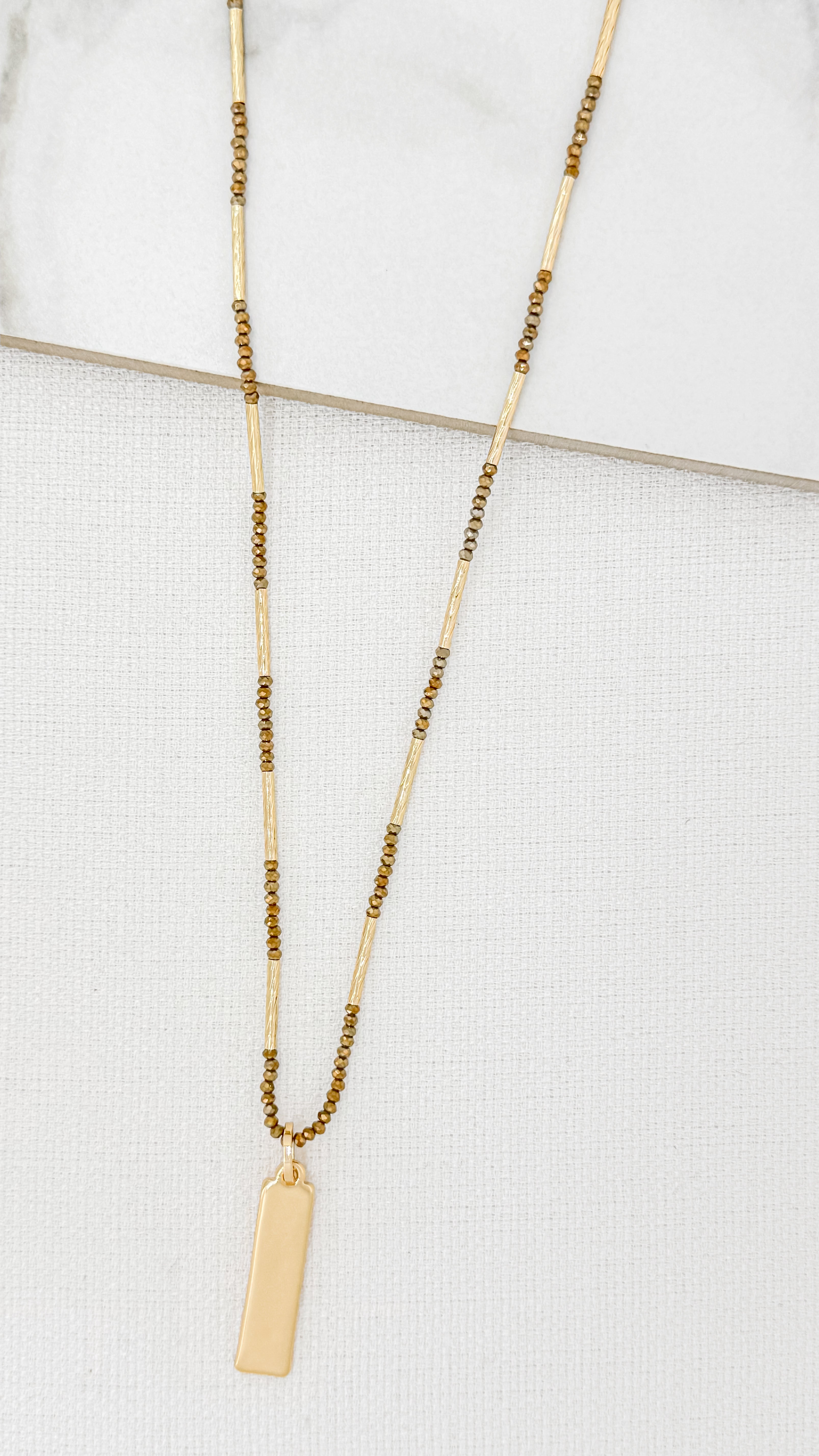 Beaded Long Necklace in Gold