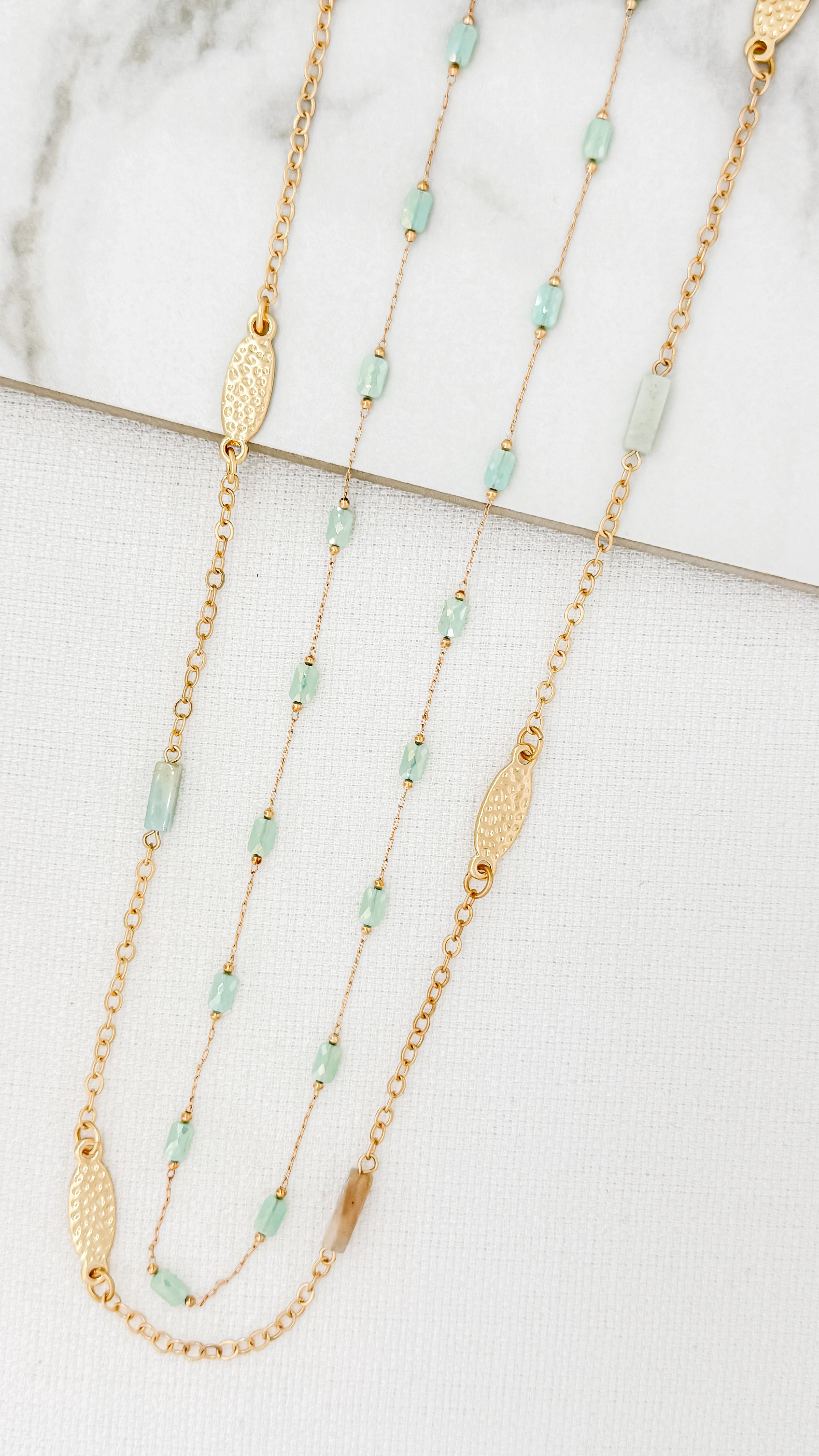 Layered Beaded Necklace in Gold