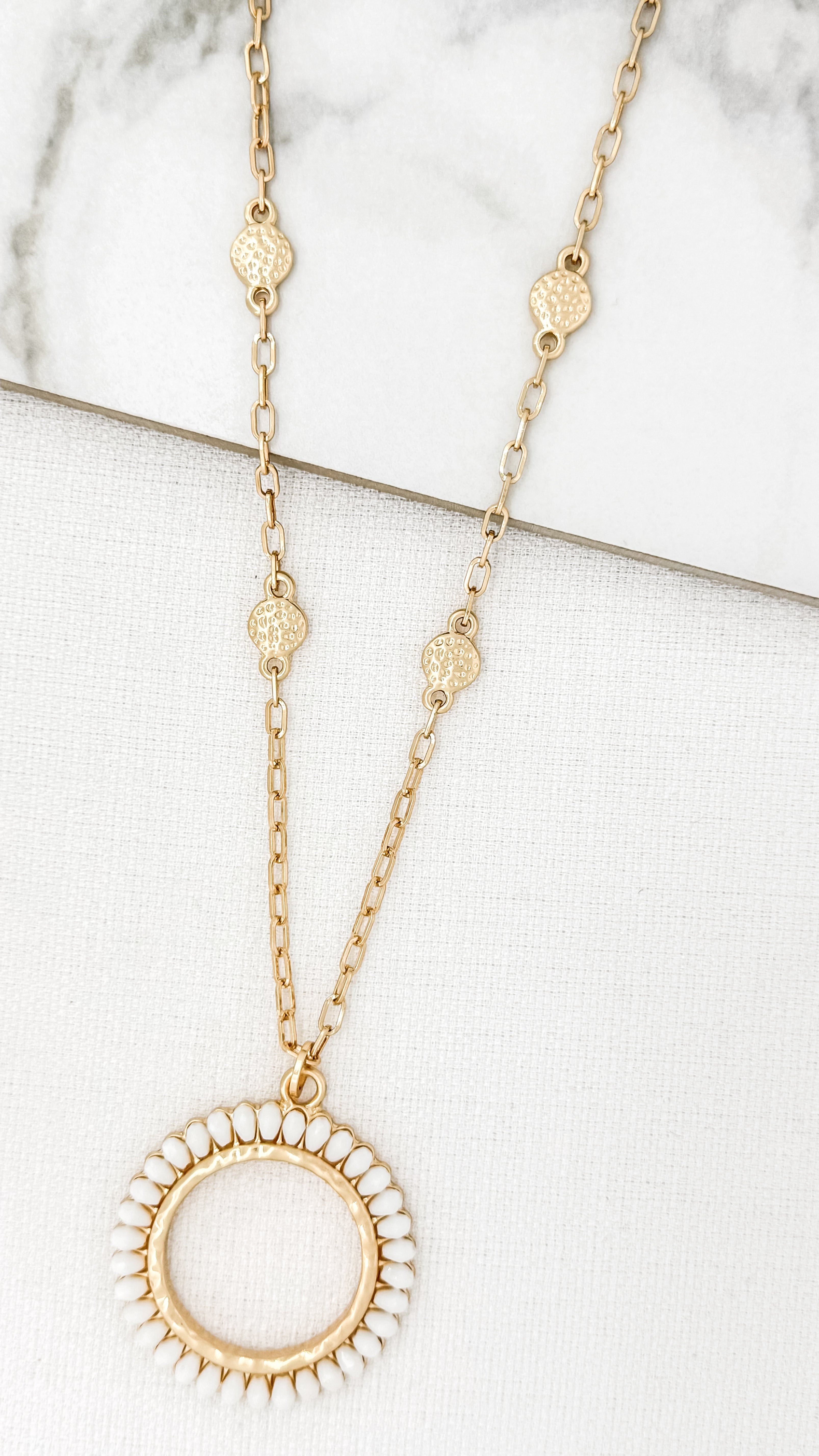 Beaded Circle Necklace in Gold