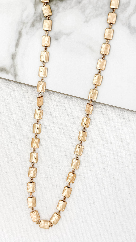 Square Long Necklace in Gold