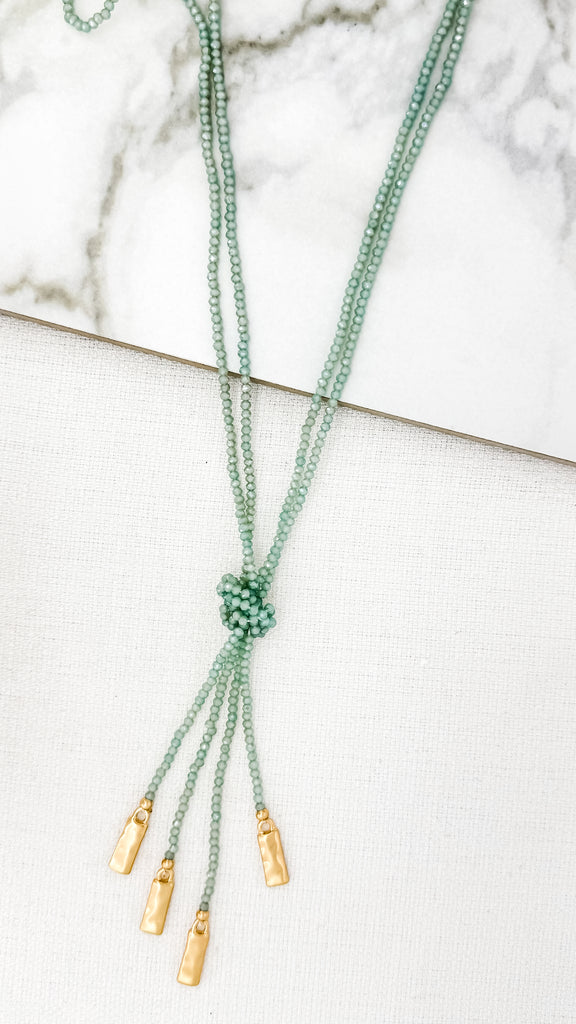 Beaded Knot Necklace in Blue