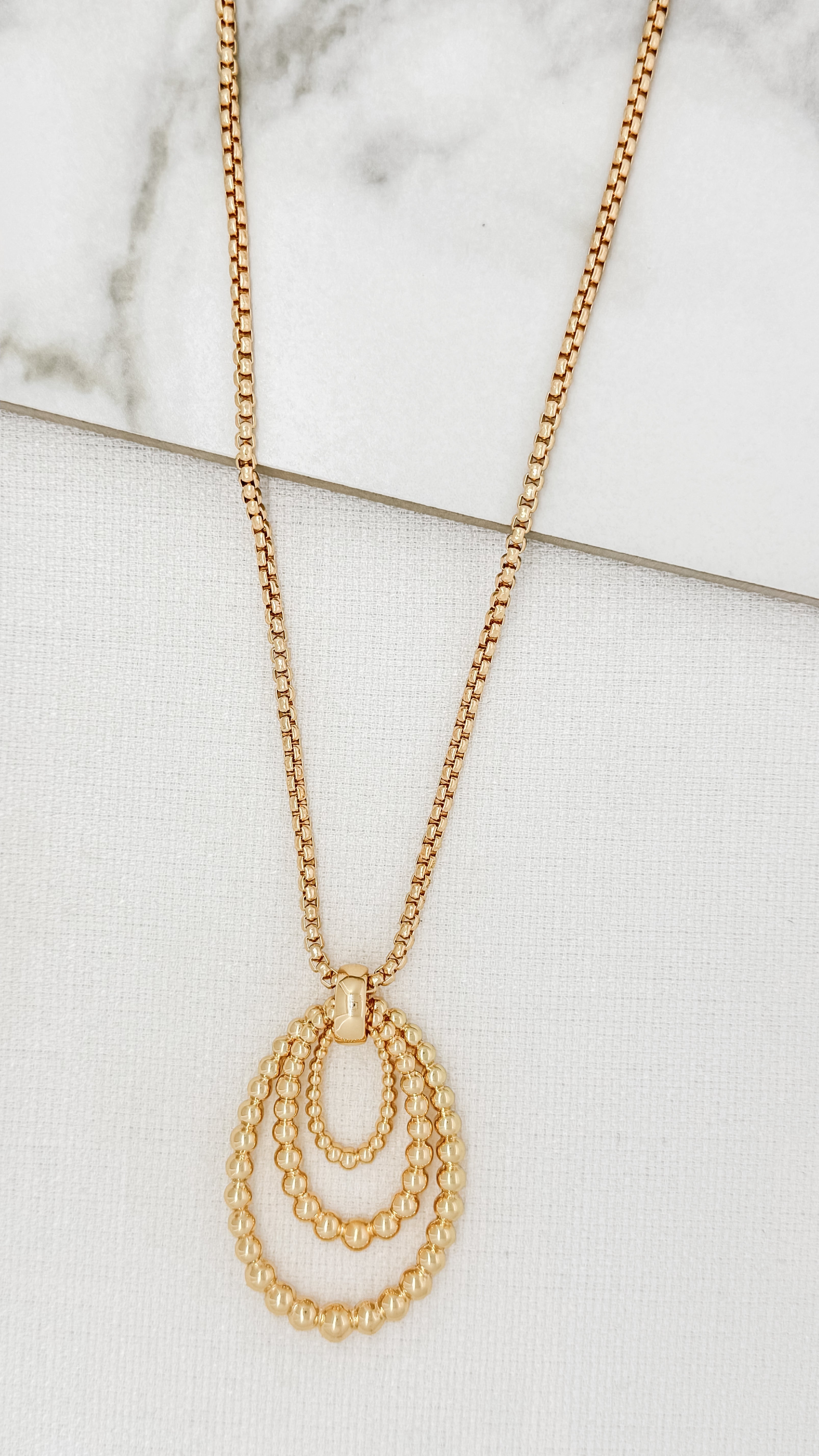 Beaded Hoop Necklace in Gold