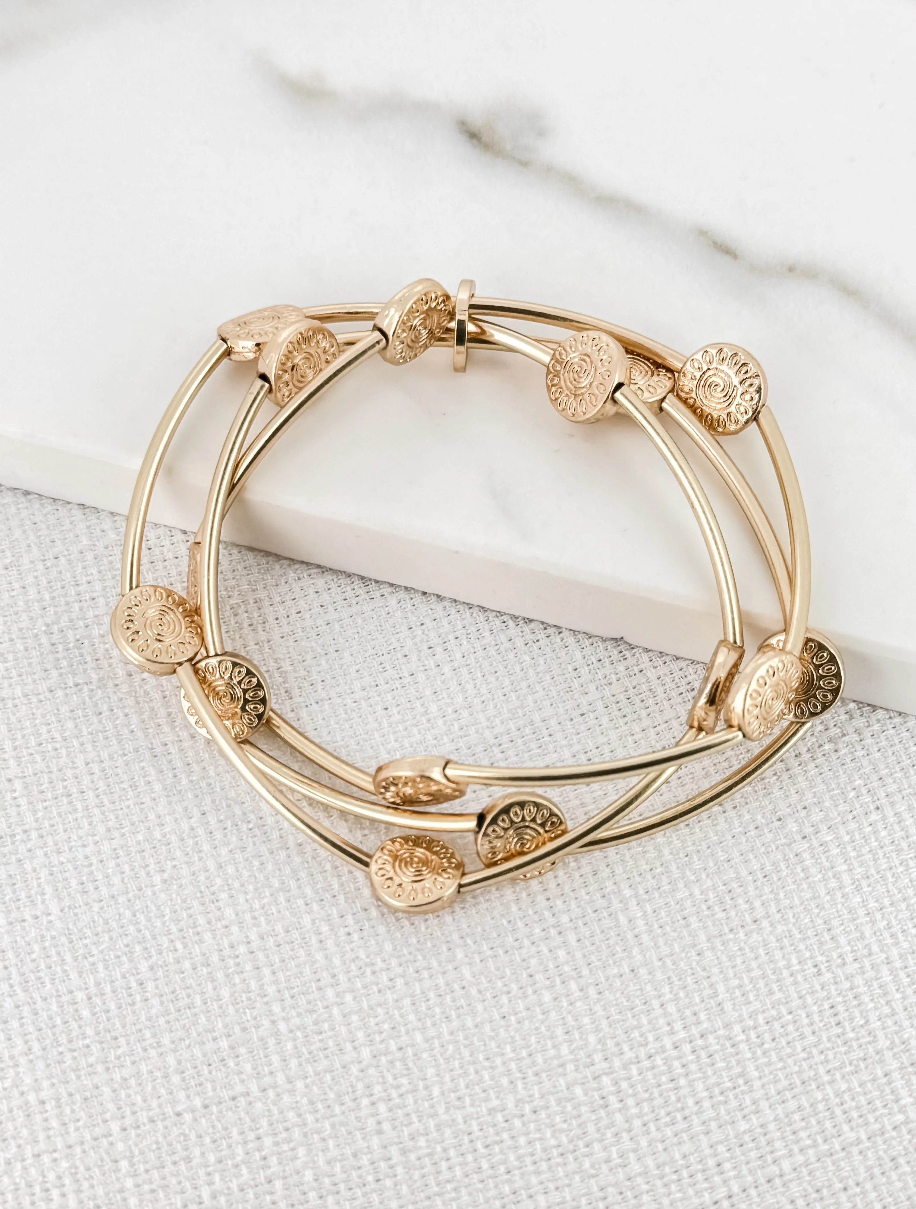 Stretch Circle Detail Bracelet - Gold