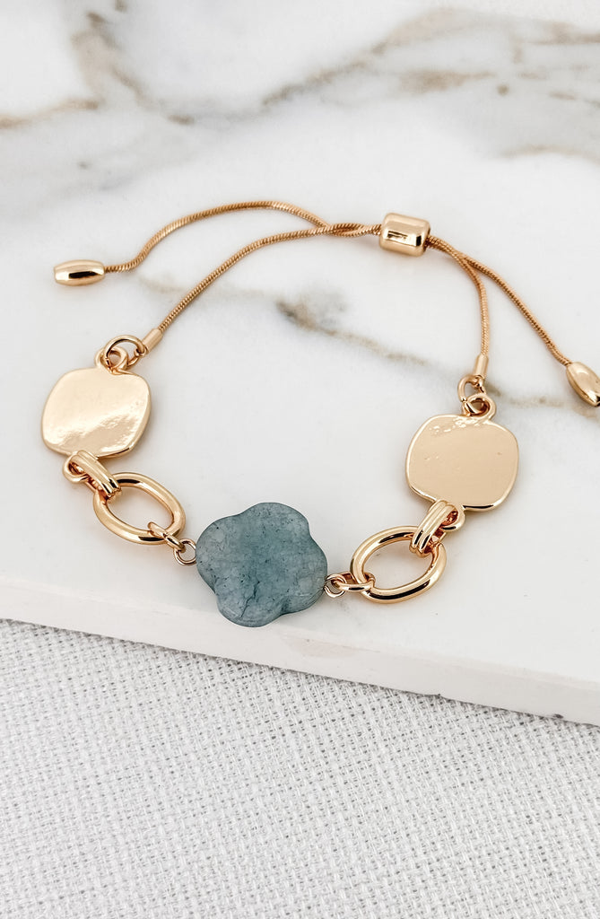 Chunky Clover Bracelet in Gold and Blue