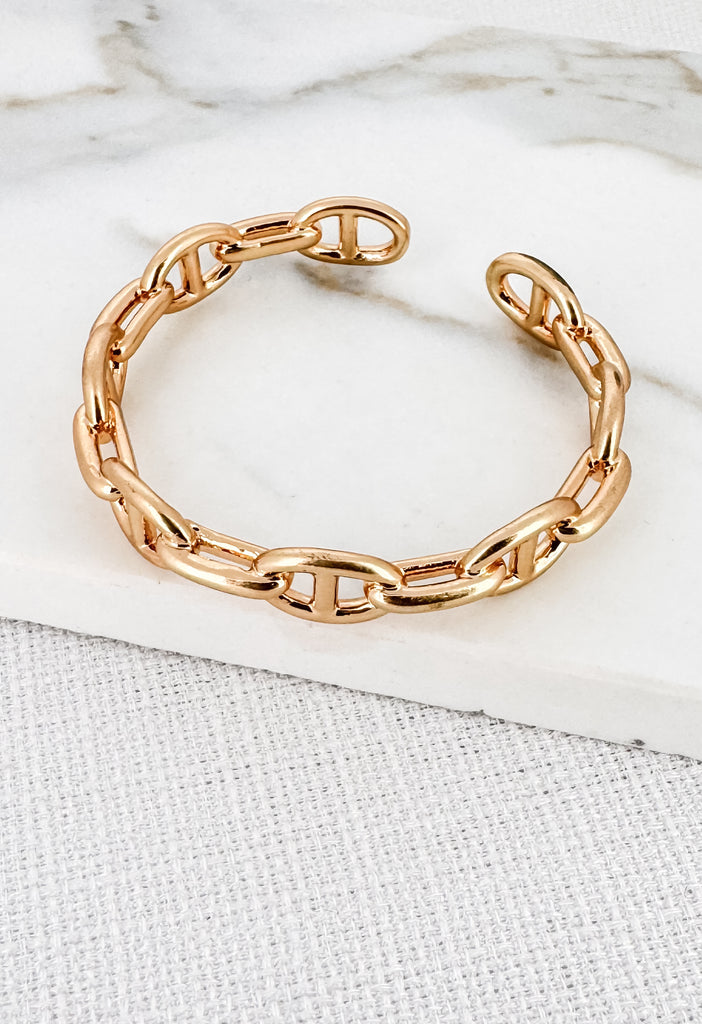 Chain Link Bangle in Gold