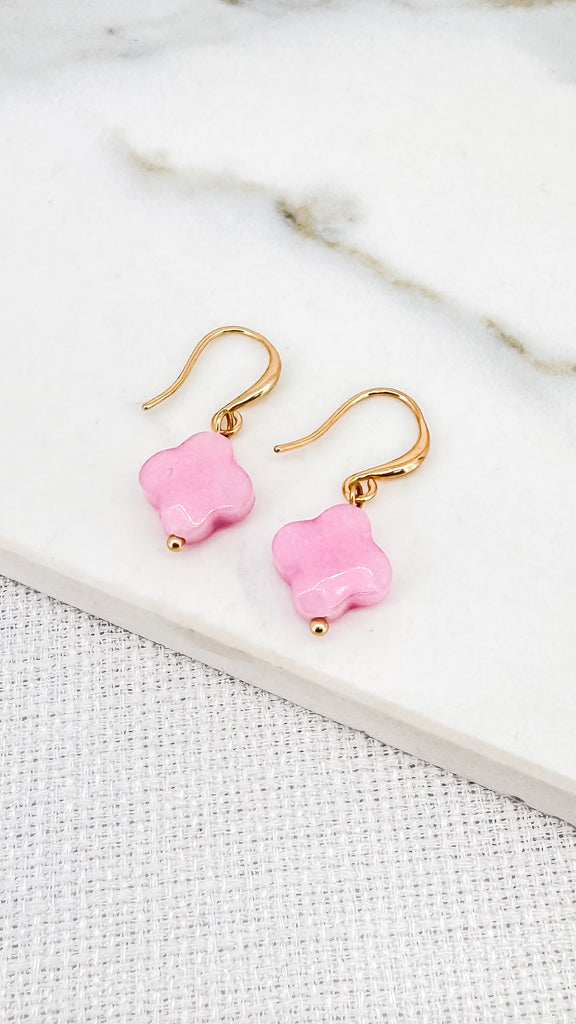 Chunky Clover Earrings in Pink