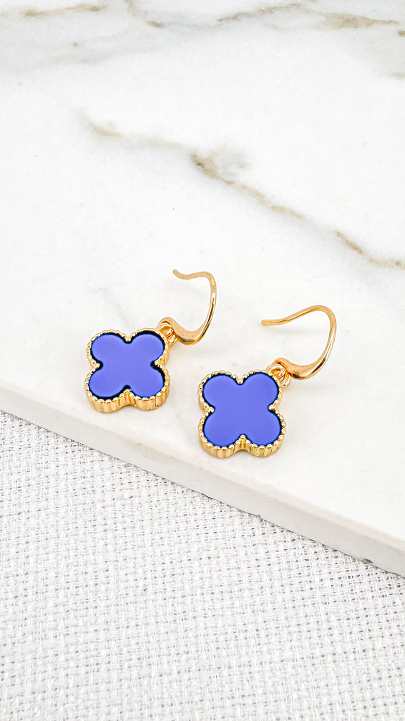Clover Earrings in Gold and Blue