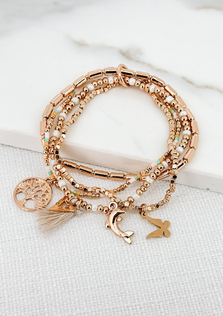 Charm Layered Bracelet in Gold