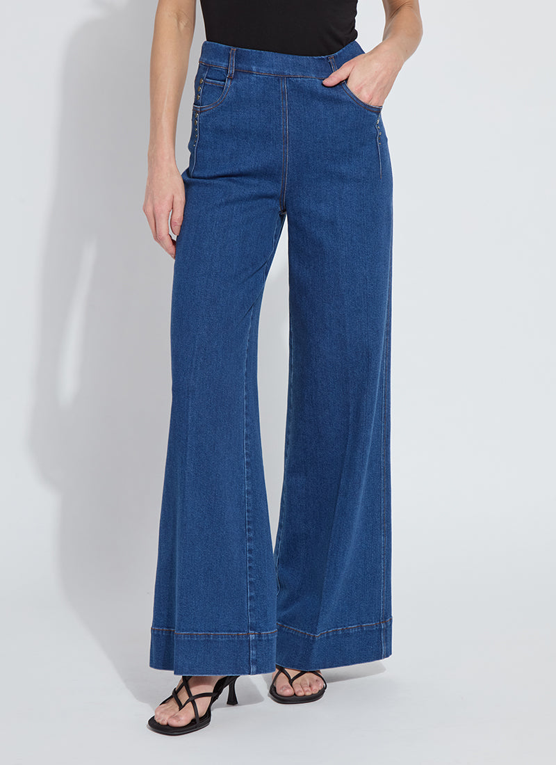 Simone Studded Wide Leg Jeans - Indigo