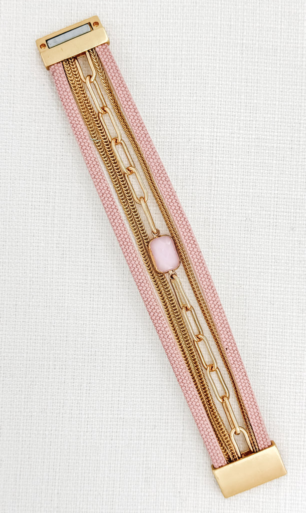 Band Bracelet in Pink and Gold