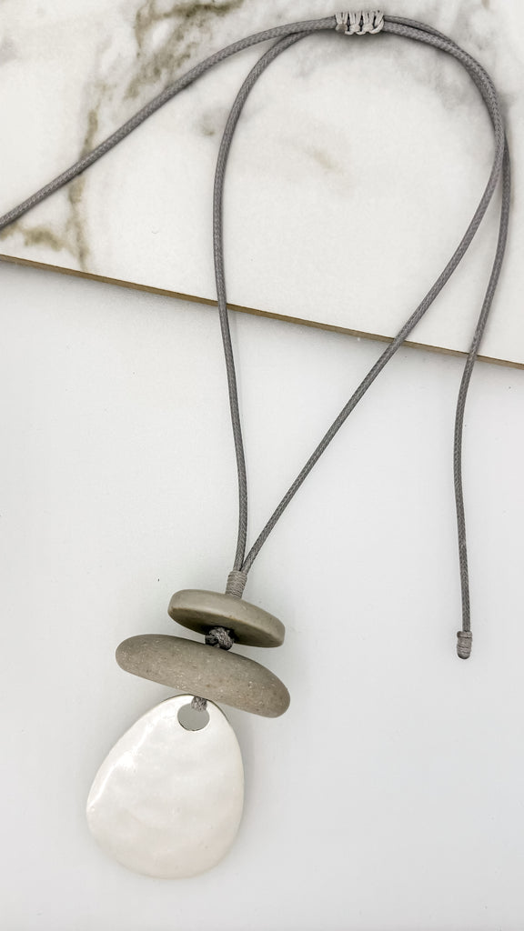 Adjustable Rope Necklace in Grey