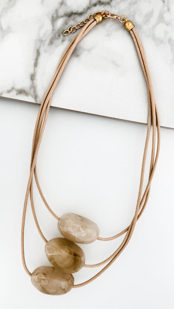 Layered Stone Necklace in Beige