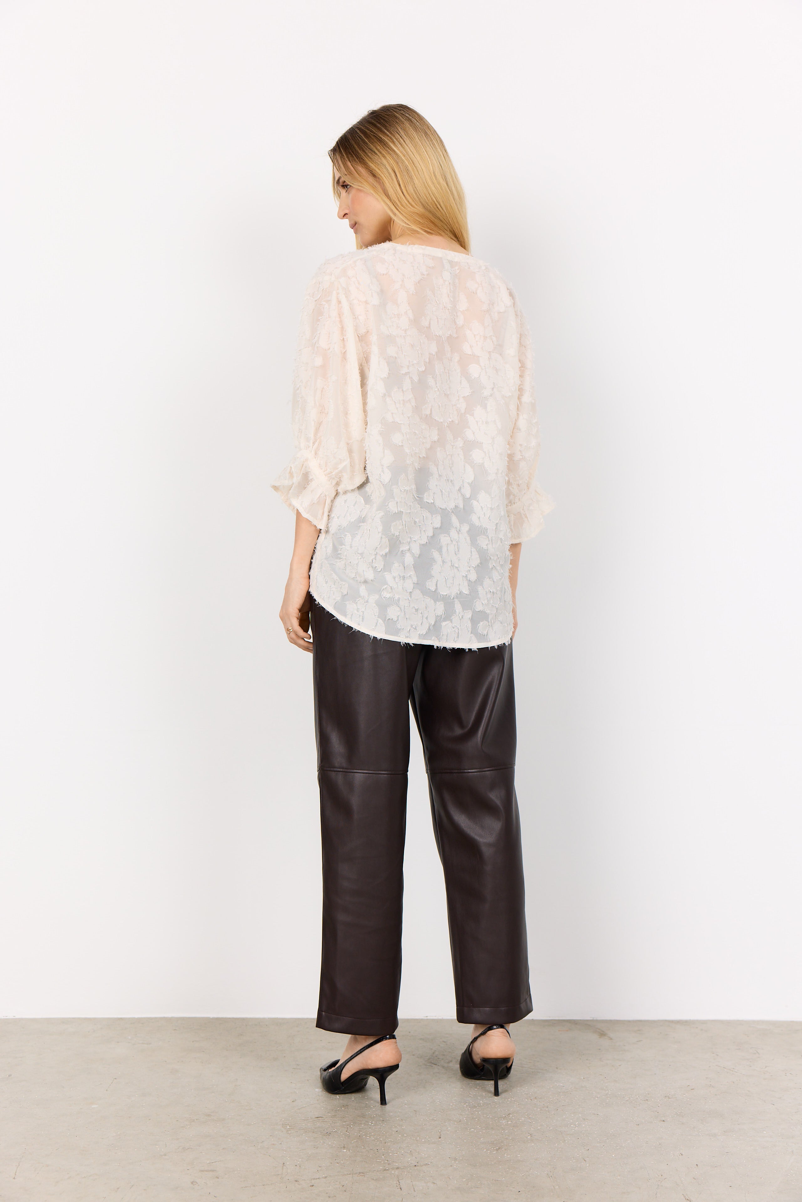Althea Floral Ruffle Sleeve Blouse - Cream