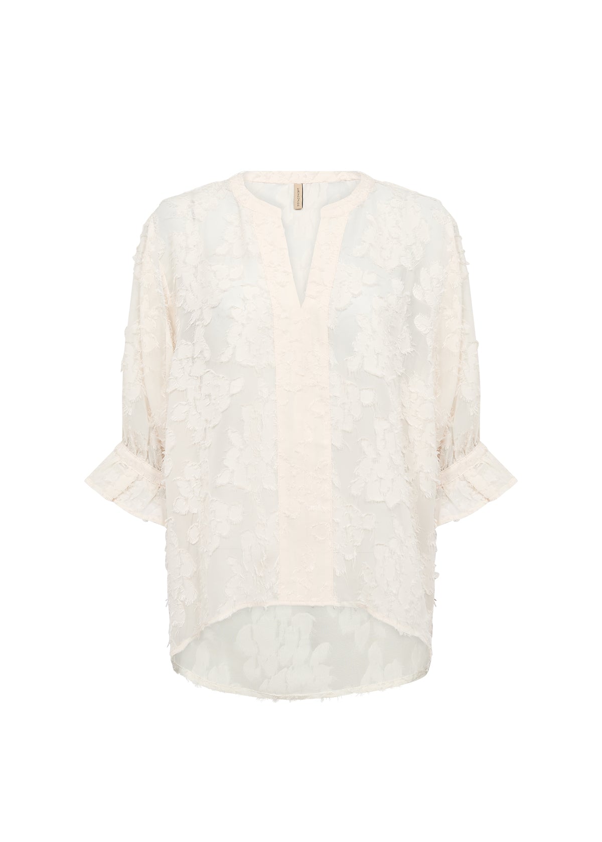 Althea Floral Ruffle Sleeve Blouse - Cream