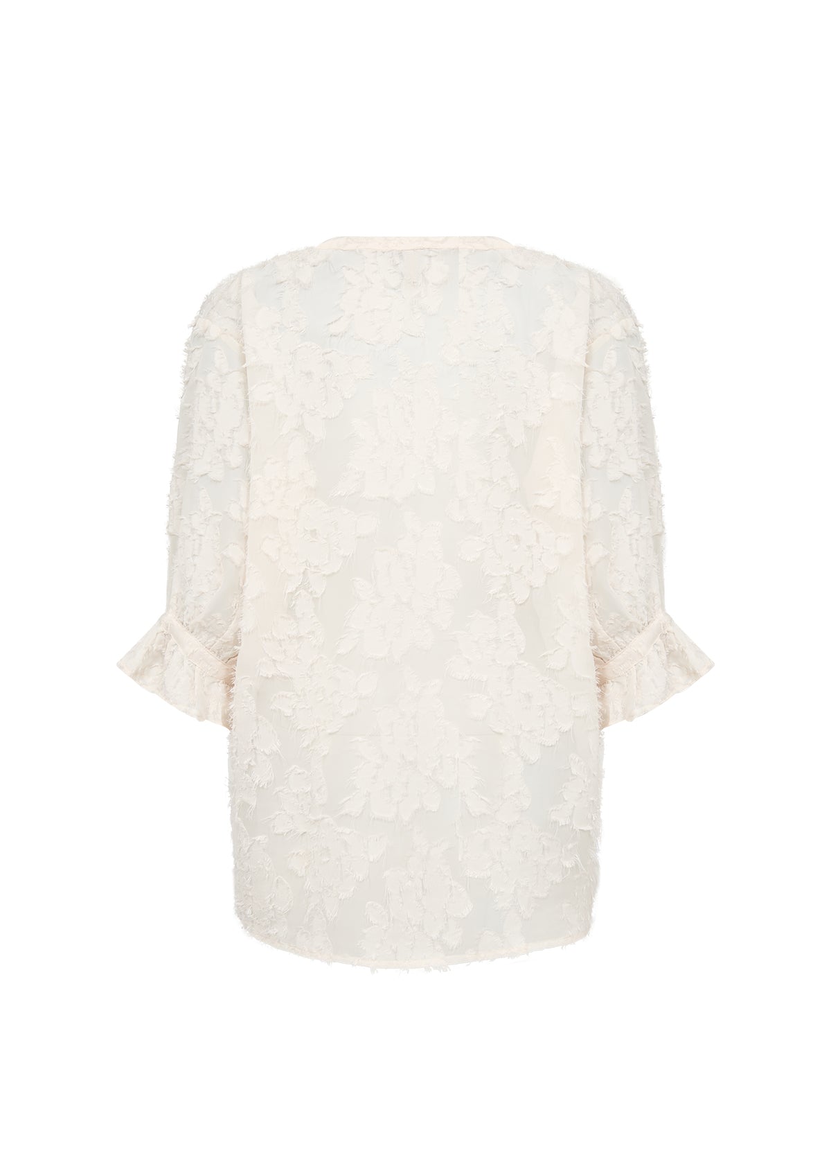 Althea Floral Ruffle Sleeve Blouse - Cream