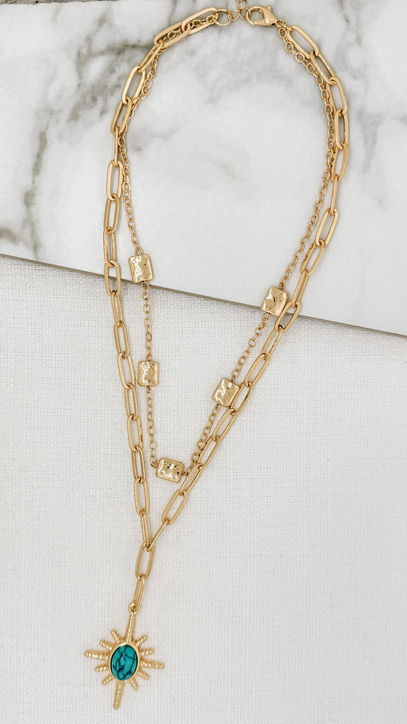 Short Layered Starburst Necklace in Gold