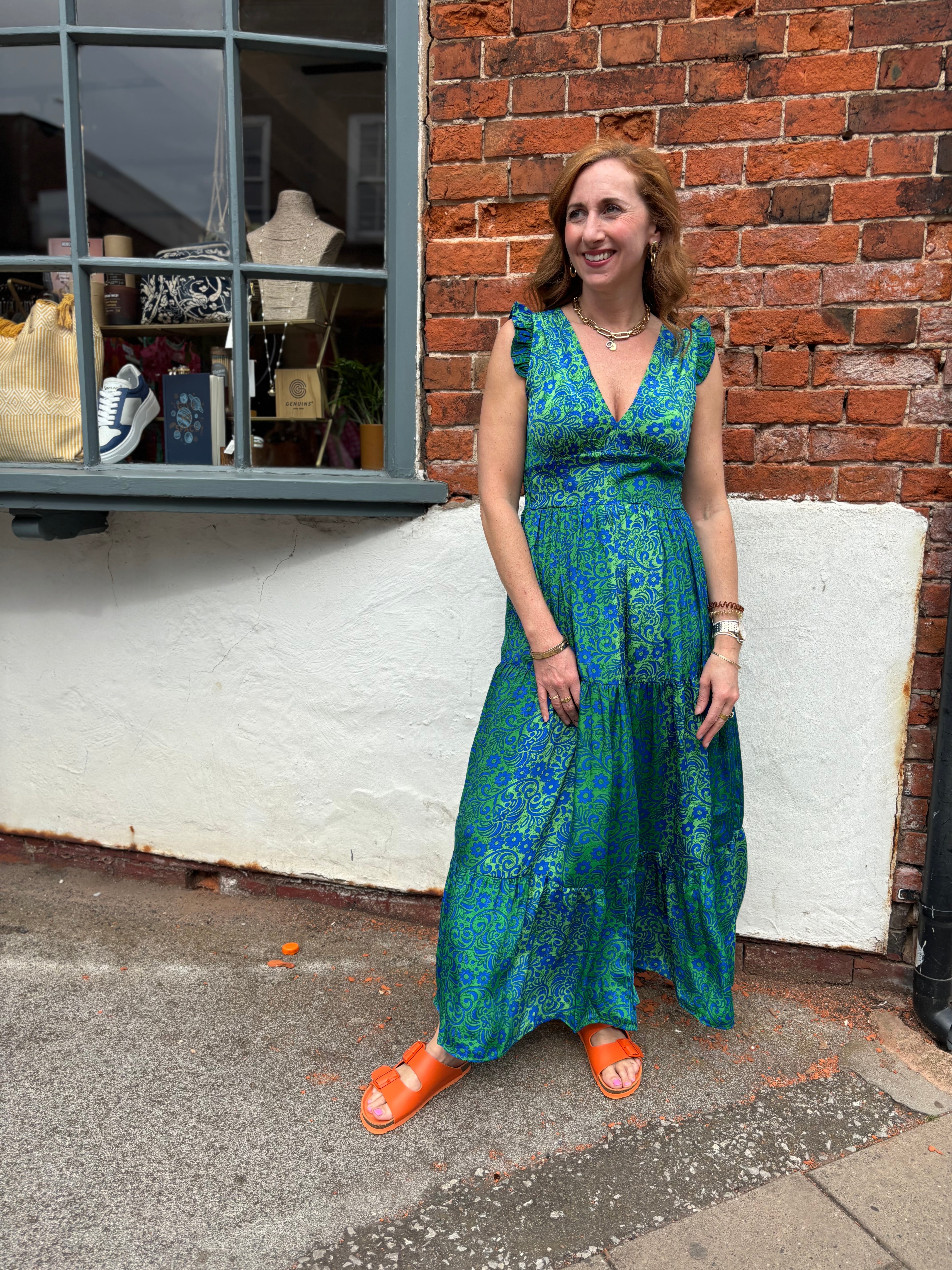 Sandy Dress in Dark Green/Blue