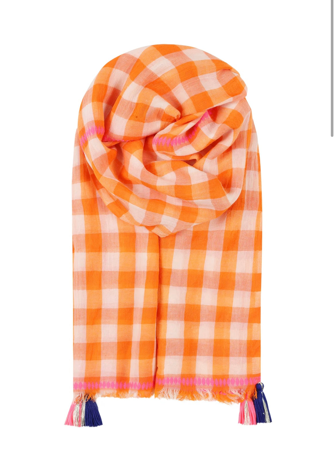 Scarf - Orange/Pink Check