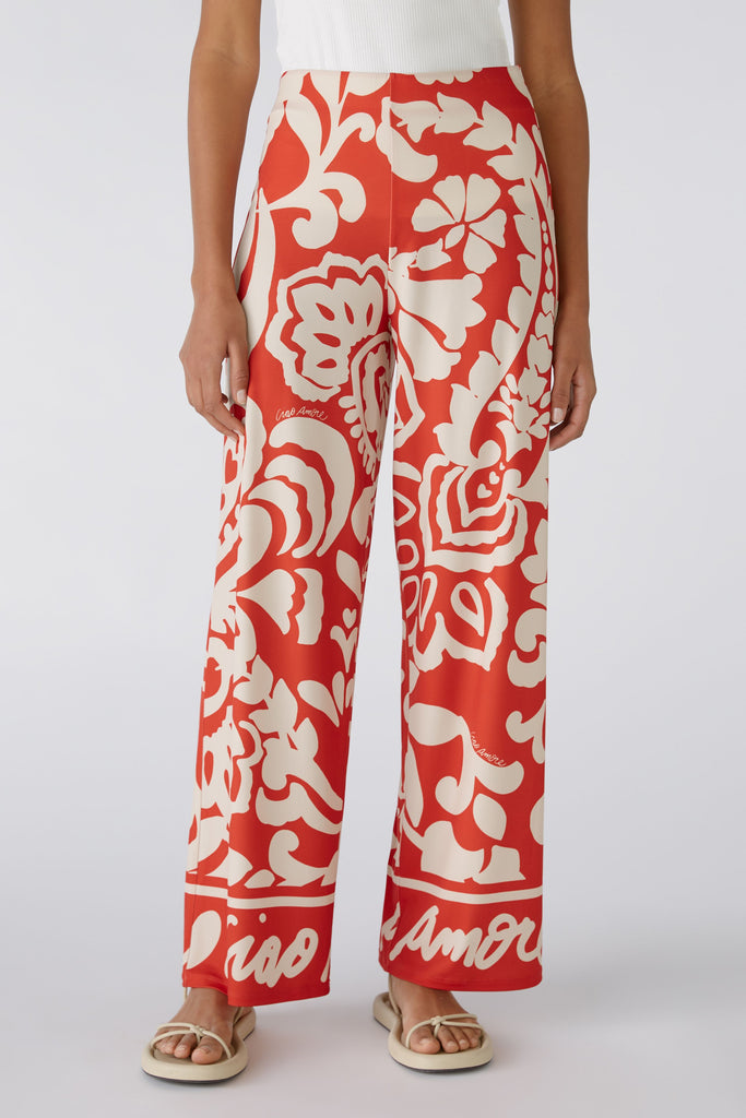 Tropical Print Trousers in Red