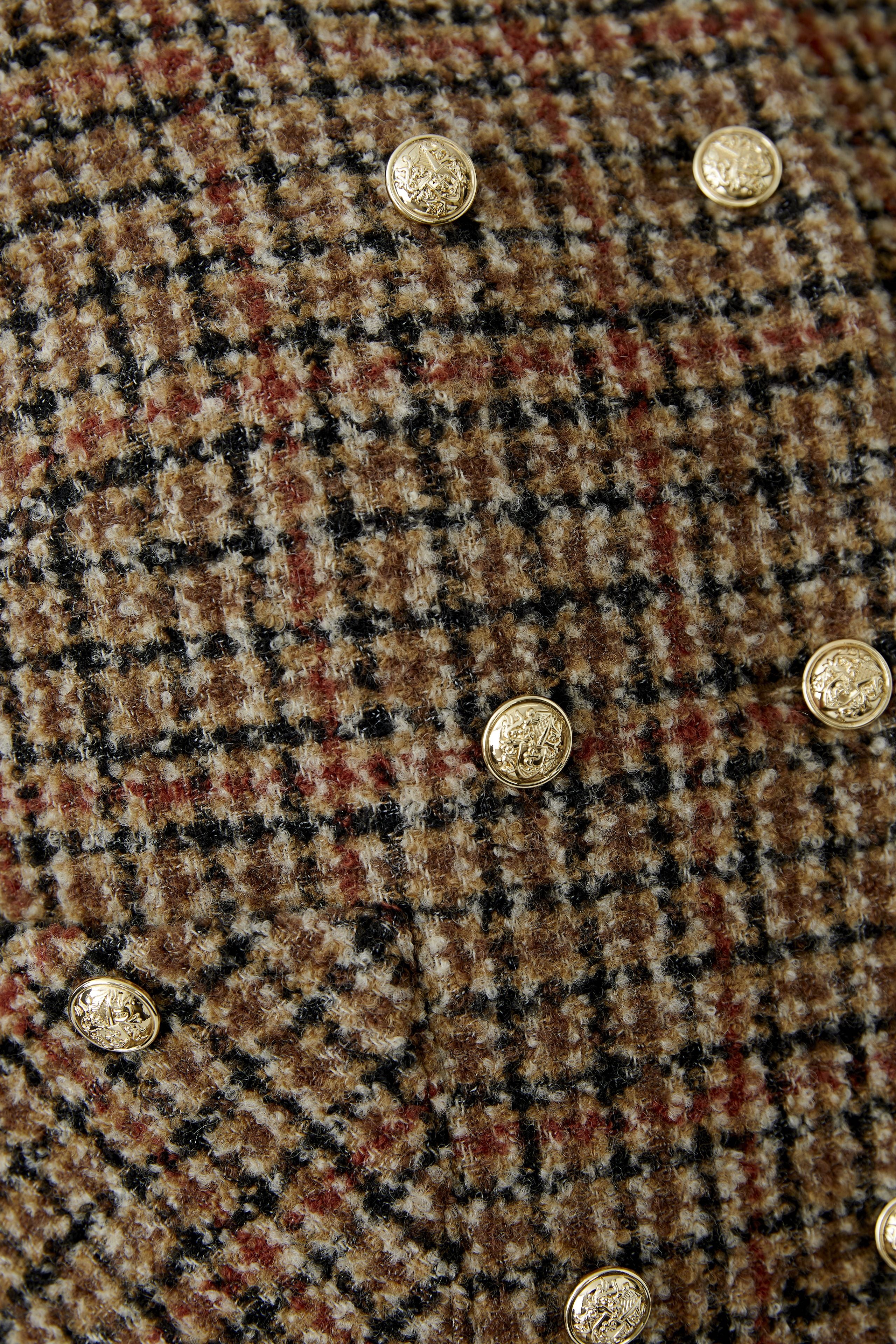 Tweed Cropped Jacket - Caramel/Black