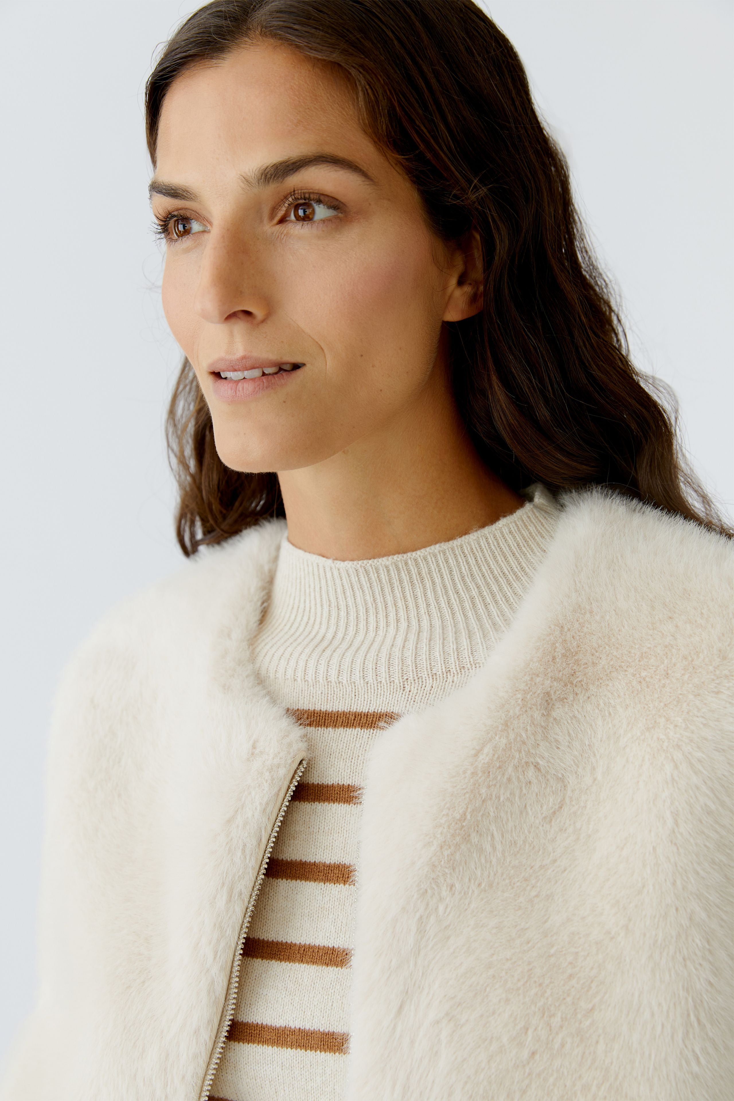 Faux Fur Waistcoat - Ecru